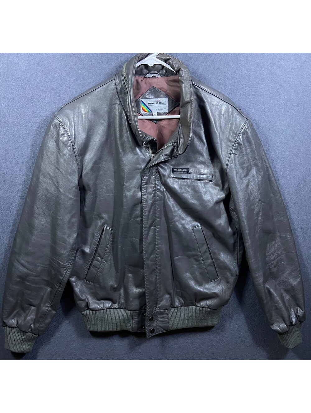Vintage Members Only Europe Craft Men’s Leather Jacket Size 42 Gray Cafe Racer